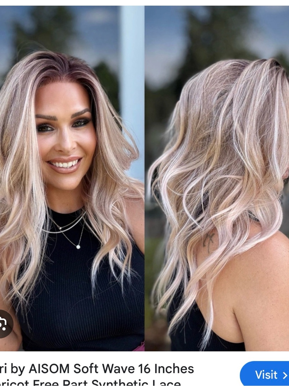 Tori by Aisom soft wave 16” apricot free part synthetic lace free part